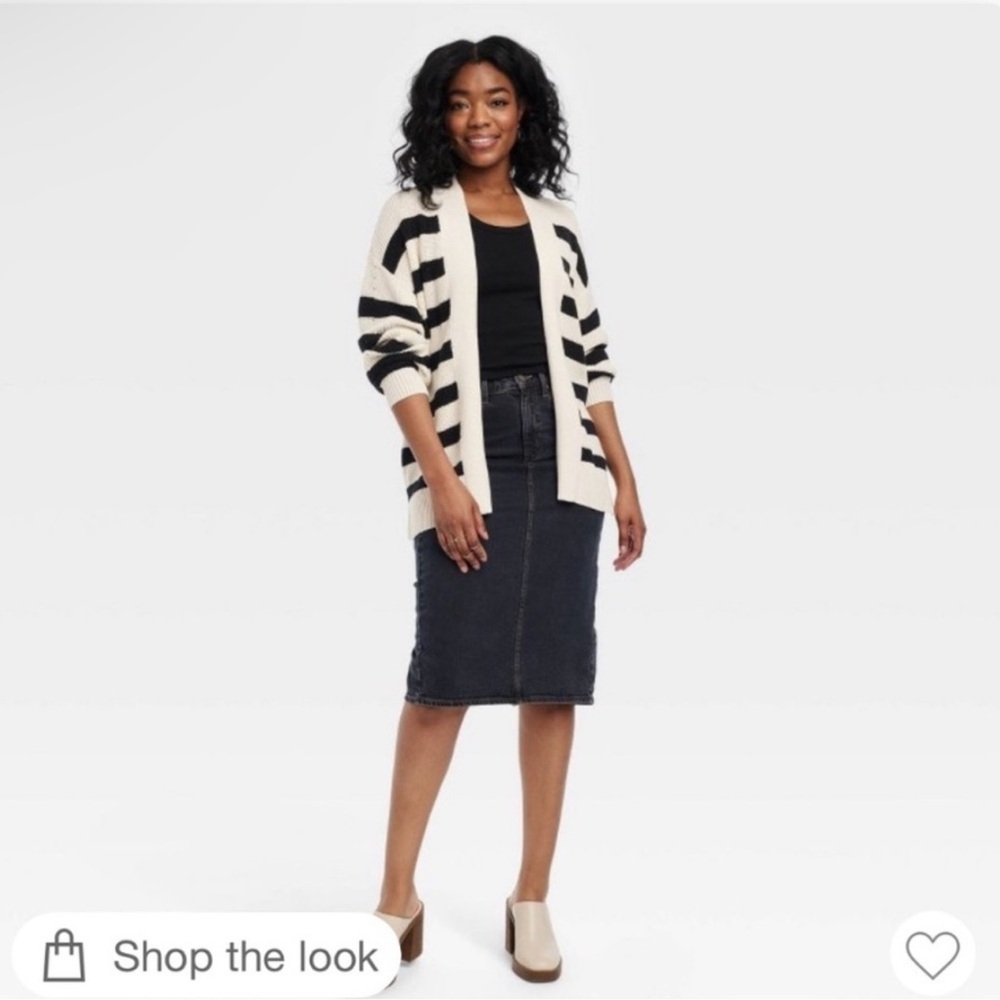 NWT Women's Open Layering Cardigan Black/Cream universal thread